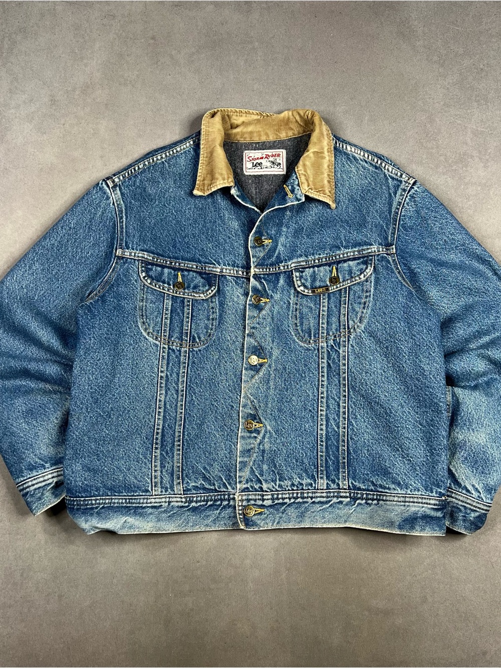 Lee Blue Denim Jacket with Tan Corduroy Collar Vintage